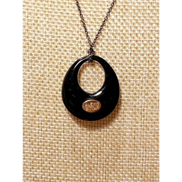 Alexis Bittar Oval Animal Print Lucite Pendant Necklace in Gray/Black - Picture 4 of 5